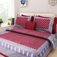 Comfortable Multicoloured Cotton Printed 1 Bedsheet + 2 Pillowcovers-thumb1