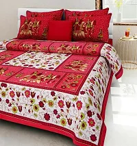 Comfortable Multicoloured Cotton Printed 1 Bedsheet + 2 Pillowcovers-thumb1