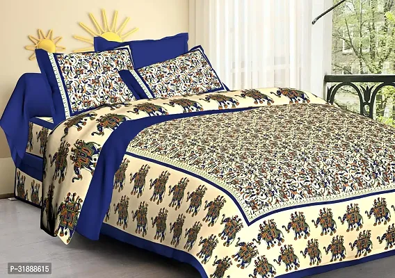 Comfortable Multicoloured Cotton Printed 1 Bedsheet + 2 Pillowcovers