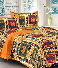 Comfortable Multicoloured Cotton Printed 1 Bedsheet + 2 Pillowcovers-thumb2