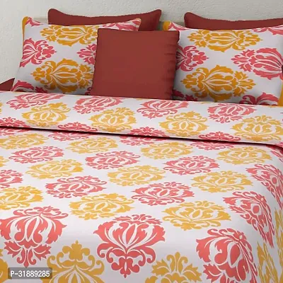 Comfortable Multicoloured Cotton Printed 1 Bedsheet + 2 Pillowcovers-thumb2