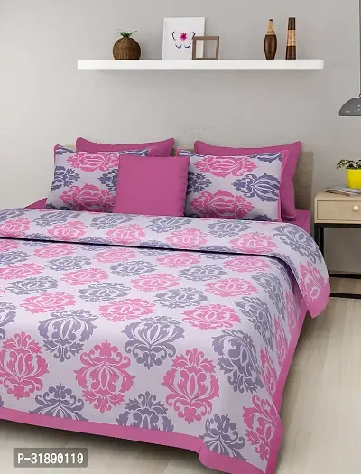 Comfortable Multicoloured Cotton Printed 1 Bedsheet + 2 Pillowcovers-thumb0