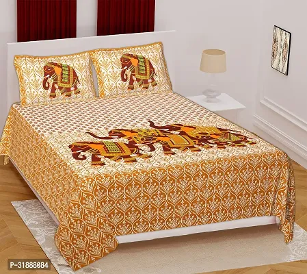 Comfortable Multicoloured Cotton Printed 1 Bedsheet + 2 Pillowcovers