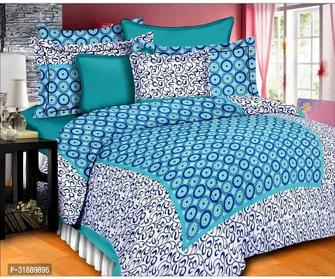 Comfortable Multicoloured Cotton Printed 1 Bedsheet + 2 Pillowcovers-thumb0