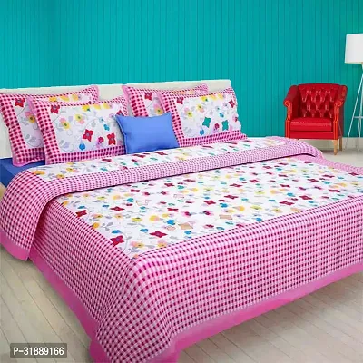 Comfortable Multicoloured Cotton Printed 1 Bedsheet + 2 Pillowcovers-thumb0