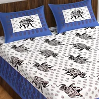 Stylish White Cotton Printed 1 Bedsheet 2 Pillowcovers For Double Bed-thumb1