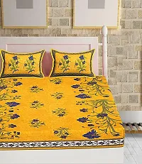 Comfortable Yellow Cotton Printed 1 Bedsheet + 2 Pillowcovers-thumb1