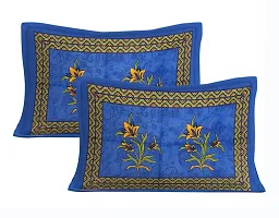 Stylish Blue Cotton Printed 1 Bedsheet 2 Pillowcovers For Double Bed-thumb2