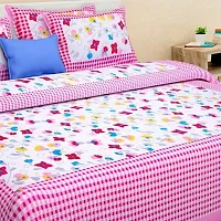 Comfortable Multicoloured Cotton Printed 1 Bedsheet + 2 Pillowcovers-thumb1