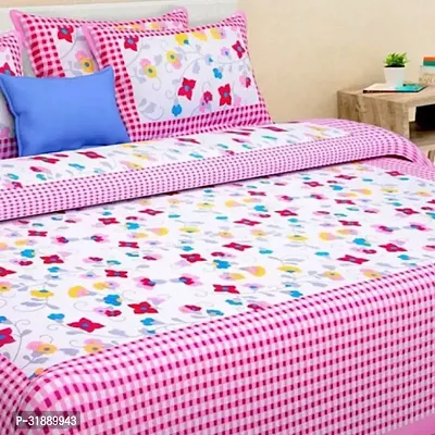 Comfortable Multicoloured Cotton Printed 1 Bedsheet + 2 Pillowcovers-thumb2