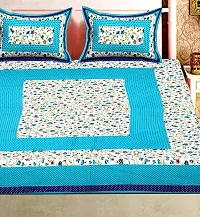 Comfortable Cotton Printed King Bedsheet with Two Pillow Covers-thumb1