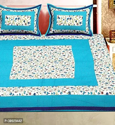 Comfortable Cotton Printed King Bedsheet with Two Pillow Covers-thumb2