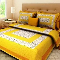 Comfortable Multicoloured Cotton Printed 1 Bedsheet + 2 Pillowcovers-thumb1