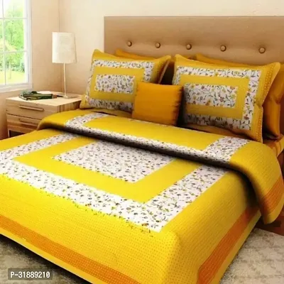 Comfortable Multicoloured Cotton Printed 1 Bedsheet + 2 Pillowcovers-thumb2