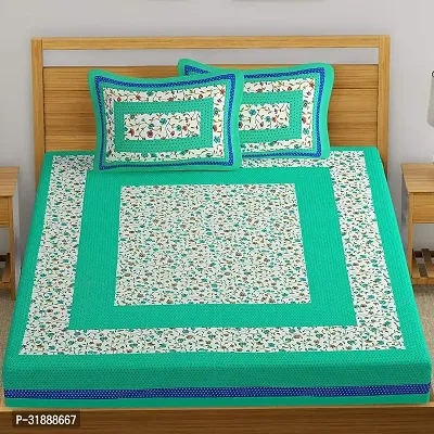 Comfortable Multicoloured Cotton Printed 1 Bedsheet + 2 Pillowcovers-thumb2