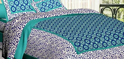 Comfortable Multicoloured Cotton Printed 1 Bedsheet + 2 Pillowcovers-thumb1