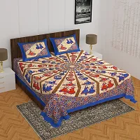 Comfortable Multicoloured Cotton Printed 1 Bedsheet + 2 Pillowcovers-thumb1