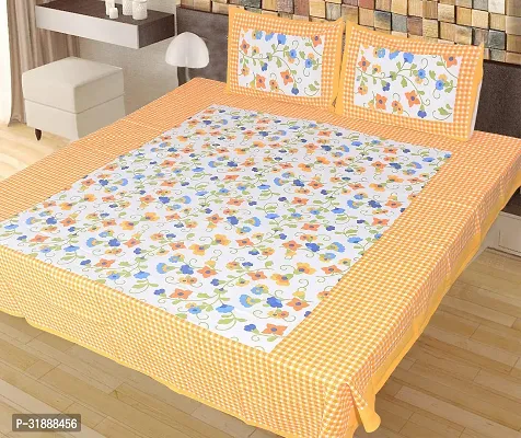 Comfortable Multicoloured Cotton Printed 1 Bedsheet + 2 Pillowcovers