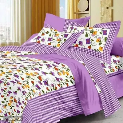 Comfortable Multicoloured Cotton Printed 1 Bedsheet + 2 Pillowcovers-thumb0