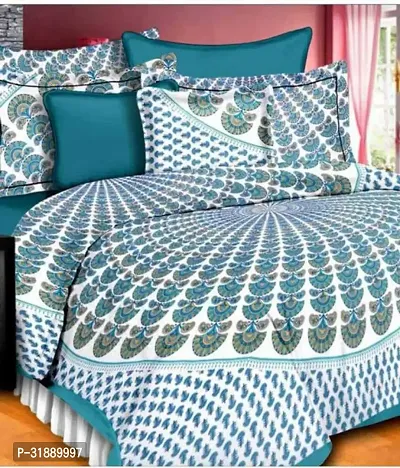 Comfortable Multicoloured Cotton Printed 1 Bedsheet + 2 Pillowcovers