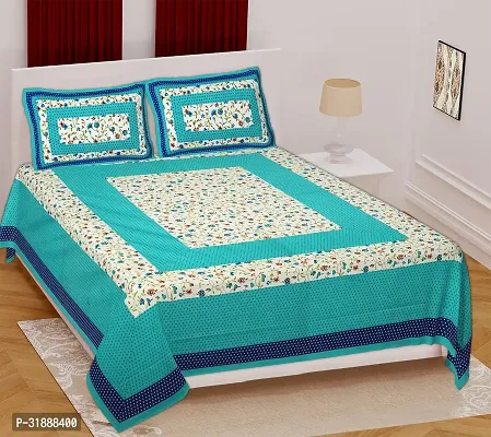 Comfortable Multicoloured Cotton Printed 1 Bedsheet + 2 Pillowcovers-thumb0