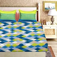 Comfortable Multicoloured Cotton Printed 1 Bedsheet + 2 Pillowcovers-thumb1