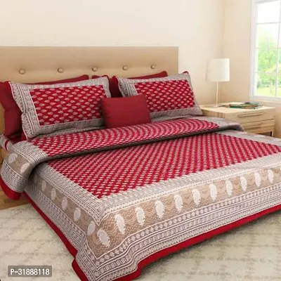 Comfortable Multicoloured Cotton Printed 1 Bedsheet + 2 Pillowcovers