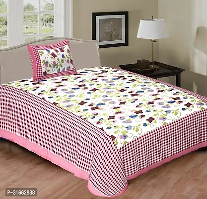 Comfortable Multicoloured Cotton Single 1 Bedsheet + 1 Pillowcover