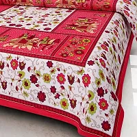 Comfortable Multicoloured Cotton Printed 1 Bedsheet + 2 Pillowcovers-thumb1