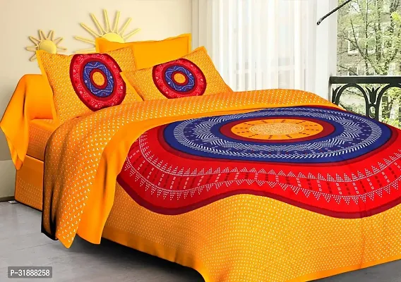 Comfortable Multicoloured Cotton Printed 1 Bedsheet + 2 Pillowcovers