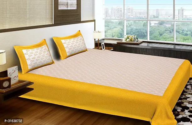 Stylish Cotton Double 1 Bedsheet + 2 Pillowcovers