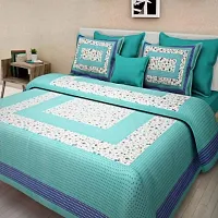 Comfortable Multicoloured Cotton Printed 1 Bedsheet + 2 Pillowcovers-thumb1