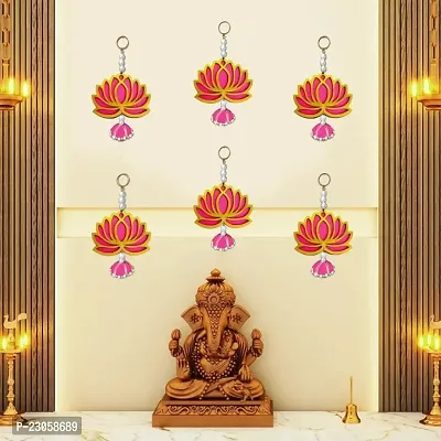 Pinkcity Handicraft Handmade Wall Decor Lotus with Jhumki Style Hanging for Home Decor,Diwali Decor,Wedding and All Festival Decor (04 Pcs Pink/Raani).