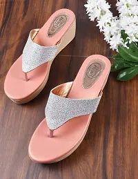 Try me Comfortable Glitter Heel Wedges(Fashion Slipers) Partywea Sandals For Women And Girls-thumb1