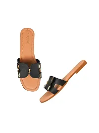 TRYME Comfortable Fashionable Stylish Flat Sandal For Women's And Girls-thumb1