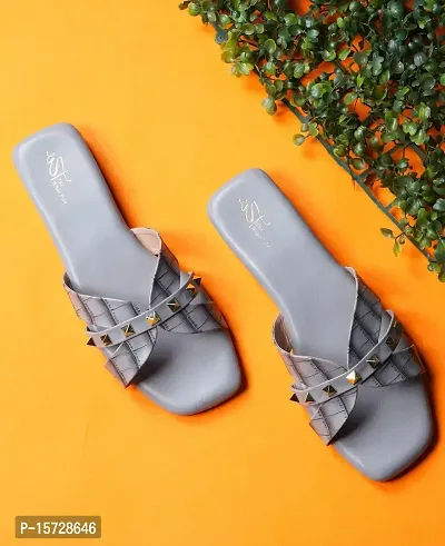 Buy Try Me Women s Fashion Slipper Trendy Grey Flats For Women