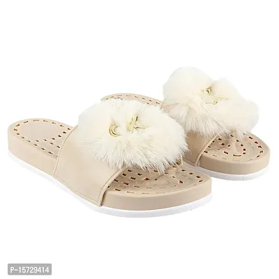 White fluffy discount flip flop slippers