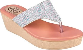 Try me Comfortable Glitter Heel Wedges(Fashion Slipers) Partywea Sandals For Women And Girls-thumb3