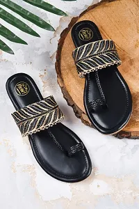 Try Me Stylish Bunai Kolhapuri Stylish Flats Collection Of Ethnically Inspired Kolhapuri Flat Slippers For Women, Girls, And Ladies-thumb1