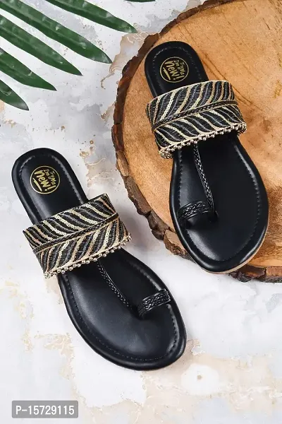 Try Me Stylish Bunai Kolhapuri Stylish Flats Collection Of Ethnically Inspired Kolhapuri Flat Slippers For Women, Girls, And Ladies-thumb2