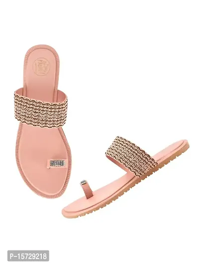 TRYME Fashionable Stylish Ethnic Flat Sandal Sandal For Womens And Girls-thumb0