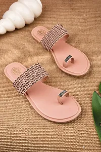 TRYME Fashionable Stylish Ethnic Flat Sandal Sandal For Womens And Girls-thumb1