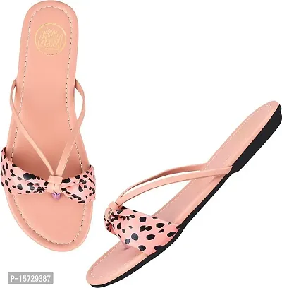 Try Me Amazing Design Women's  Girls Single Strap flat Sandals Stylish and Fashionable Stylish Latest  Trending Slide Sandals Casual(Pink)-thumb0