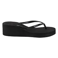 TRYME Women's Casual Slippers II Indoor House or Outdoor Latest Fashion Black Wedge Heel Flipflop Slipper II Soft And Skin Friendly-thumb3