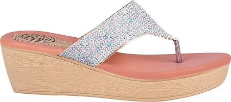 Try me Comfortable Glitter Heel Wedges(Fashion Slipers) Partywea Sandals For Women And Girls-thumb4