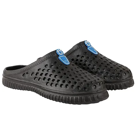 TRYME Flipflop Clogs and Mules Deisgn on Top Lightweight Clogs Slip On Flip Flop for Mens and Boys Black