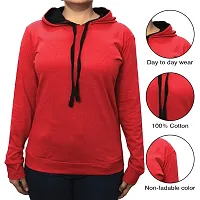 Ayvina Women's Full Sleeve Hooded Neck T Shirt Cream-Red-thumb4