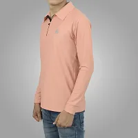Ayvina Polo Neck Full Sleeve Cotton Solid Regular Fit T Shirt for Men|Men's Collar Neck Full Sleeve Cotton Blend T-Shirt Size L Color Peach-thumb4
