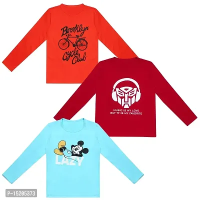 AYVINA Boys Full Sleeve Round Neck Cotton Tshirt |Boys T-Shirt | T-Shirt for Boy's Pack of 3