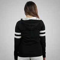 Ayvina Women's Cotton Full Sleeve Solid Hooded T-Shirt Regular Fit Winter Hoodie Tshirts Black-thumb1